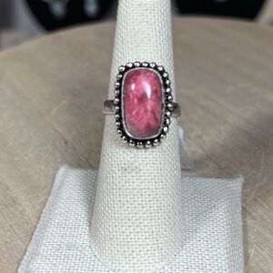 Thulite Ring 925 Sterling Size 6.5